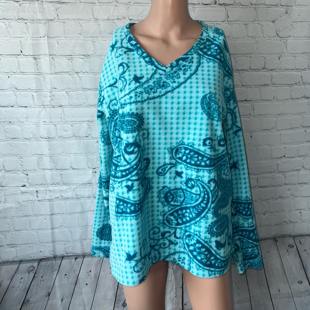 White Stag dark & light blue floral pullover size XXL